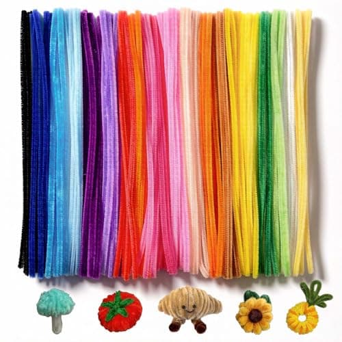 Image of Coloured Pipe Cleaners for Craft About 100 Pack, 30cm Long Fuzzy Sticks for DIY Projects Soft and Flexible Creative Crafts Atrs DIY Flowers Projects Decorations