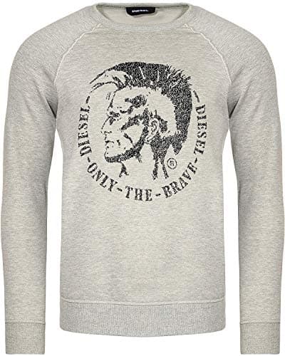 Image of Diesel S-Orestes Grey Marl Logo Sweatshirt