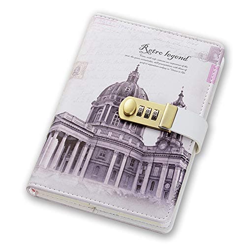 Image of ToiM European Style PU Leather Journal Writing Notebook Fashion Daily Notepad with Combination Lock, A5 Size Password Diary (Baroque)