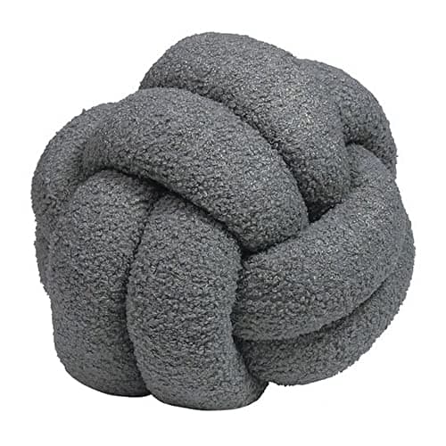 Image of furn. Boucle Knot Polyester Filled Cushion, Polyester, Charcoal
