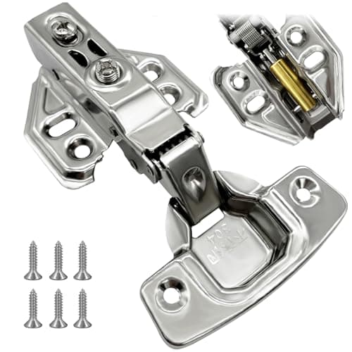 Image of 12-Piece Soft Close Cabinet Hinges - Full Overlay Concealed Hinges for Kitchen Cupboards, Wardrobe & Furniture (Bathroom Bedroom Dining Room), Includes Screws