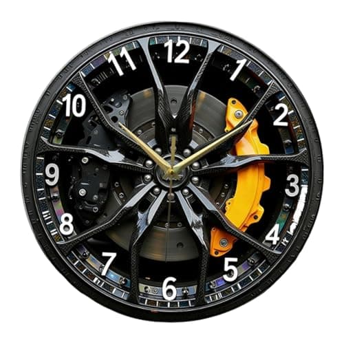 Image of Sharplace Wall Clock 2D Modern Stylish Silent Quartz Movement Decorative Clocks Creative Stereoscopic Wheel Hub Shape Clock for Any Room in House, Office, School, Classroom, Bedroom
