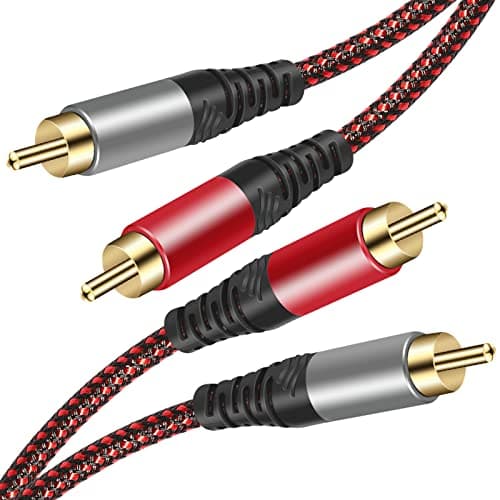 Image of Tiierzon RCA Cable 1.5M,2Rca Male to 2-RCA Male Audio Stereo Subwoofer Cable [Hi-Fi Sound] Nylon-Braided Auxiliary Audio Cord for Home Theater, HDTV, Amplifiers, Hi-Fi Systems,Speakers and etc (1.5m)