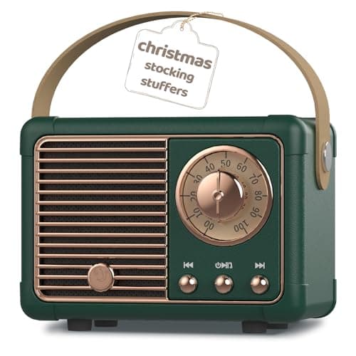 Image of prunus J-999 Mini Retro Bluetooth Speaker with FM Radio, Rechargeable, Bluetooth 5.0/Superior Sound, Supports USB/TF/AUX/Hands-Free Calls (Green)