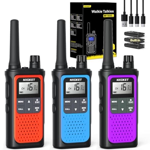Image of NXGKET Walkie Talkies for Adults Long Range,3Pcs PMR446 Rechargeable walkie talkie w/Built-In Batteries,16 Channels Radios with USB Type-C Cable,VOX Hand-free Auto Squelch for Outdoor Camping Hiking