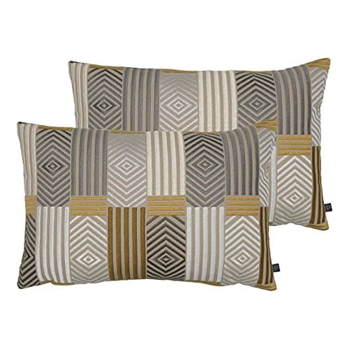 Image of Prestigious Textiles Blake Twin Pack Polyester Filled Cushions, Amber, 40 x 60cm
