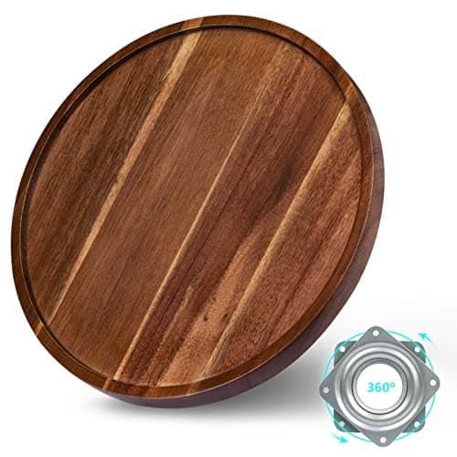 Image of ANBOXIT Lazy Susan Cupboard Organiser, 25cm Wooden Lazy Susan Turntable, Acacia Wood Turntable, Kitchen Rotating Spice Rack (1 Pack)