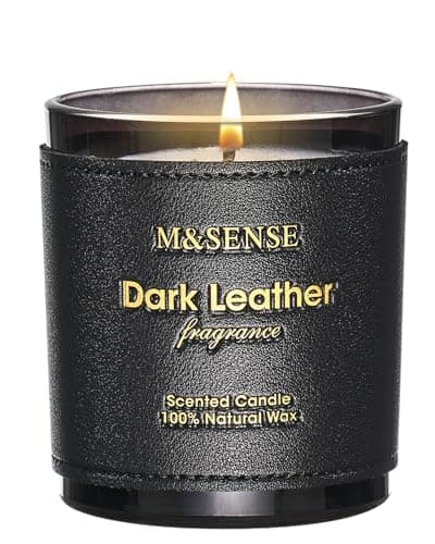 Image of M&SENSE Dark Leather Organic Masculine Scented Candles Gifts for Men 280g 42H Luxury Soy Wax Candle Gift for Women Office Decor Unique Design Fragrance Candle Non Toxic Vegan Birthday Gift for Him