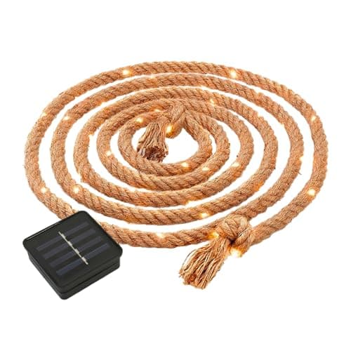 Image of Gardenwize - 4m Solar Powered Home Decorative Rope Lights | 50 LEDs | Garden Hemp Rope String Fairy Light, Gazeebo, Post, Tree, Fence | Indoor and Outdoor (2)