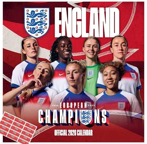 Image of England Lionesses Calendar 2026 England Women Wall Calendar with FREE Organising Stickers Included