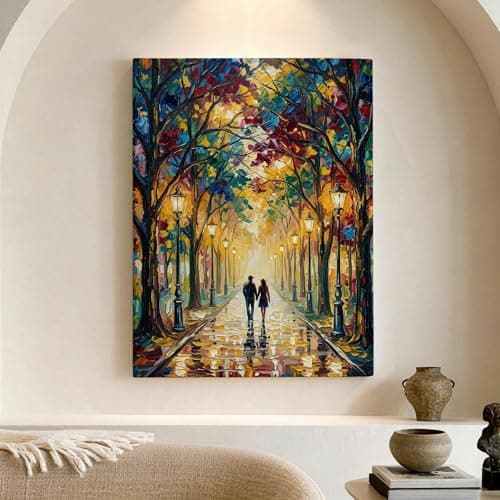 Image of Autumn Colorful Tree Canvas Wall Art, Vibrant Multicolor Nature Print, Abstract Home Decor for Living Room, Bedroom, Hallway, Elegant Canvas 12x16 Inch