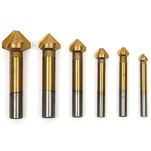 Image of MALAYAS 6pcs 90 Degree 3 Flute 6.3-20.5mm HSS Countersink Drill Bit Titanium Coated Chamfer Cutter End Mill Cutting Tool Set