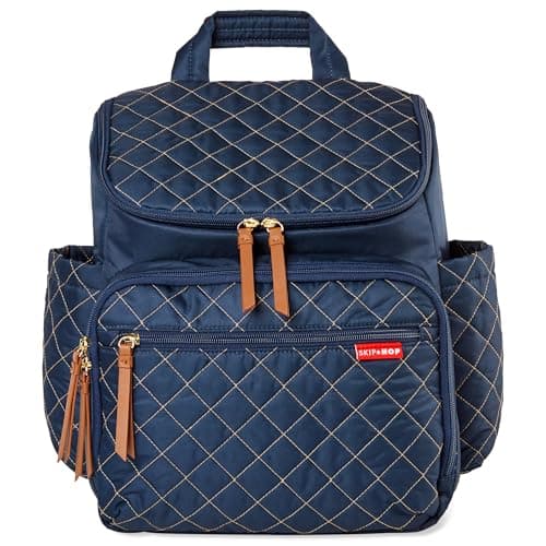 Image of Skip Hop Baby Girl's Navy Diaper Backpack: Forma, Multi-Function Travel Bag with Changing Pad & Stroller Attachment, 2 Count (Pack of 1), 9J455710