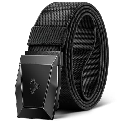 Image of BULLIANT Tactical Belt for Men, Military Hiking Rigger Heavy Duty Nylon Web Work Belt 1.5" with Quick Release Metal Buckle(Black,36"-40" Waist Adjustable)