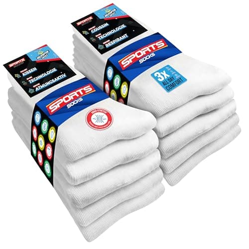 Image of SOXCO 10 Pairs Sports Socks for Men Crew Socks, Pack of 10 (9-11, White)