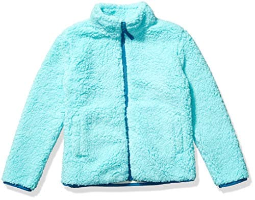 Image of Amazon Essentials Girls' Sherpa Fleece Full-Zip Jacket, Aqua Blue, 4 Years