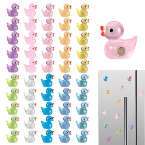 Image of 50pcs Mini Resin Duck Fridge Magnets, Luminous Magnetic Tiny Duck Cute Decorative Magnets for Refrigerator Locker Whiteboard Office Kitchen Decoration (10 Colors)