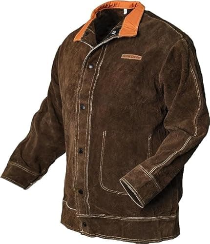 Image of YESWELDER Leather Welding Jacket Heavy Duty Welder Jackets for Men and Women Heat Flame Resistant Welding Coat