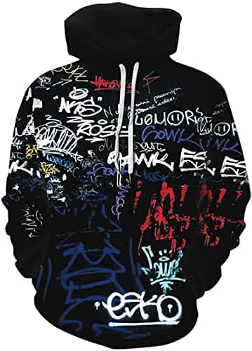 Image of Chaos World Men's Novelty Hoodie Long Sleeves 3D Funny Graphic Print Sweatshirt Pullover, Graffiti, XXXXL