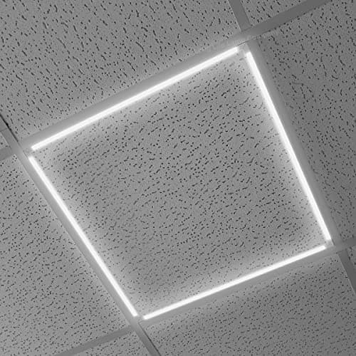 Image of Long Life Lamp Company 40w Edge Lit LED Panel 600 x 600 Recessed Ceiling Light Cool White, Suspended Ceiling Light Border Frame AP01