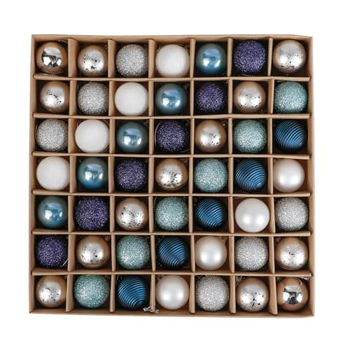 Image of Valery Madelyn Christmas Baubles for Christmas Tree Decoration,49pcs 3cm Silver and Blue Shatterproof Ball Ornaments