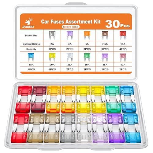 Image of JOREST 30Pcs Mini Car Fuse Kit - Mini Blade Fuses Automotive - Replacement Fuses Assortment Kit for Car/RV/Truck/Motorcycle(2Amp 3A 5A 7.5A 10A 15A 20A 25A 30A 35A 40A)