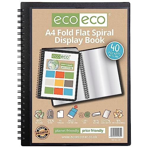 Image of eco-eco A4 50% Recycled 40 Pocket Fold Flat Spiral Bound Display Book, eco134