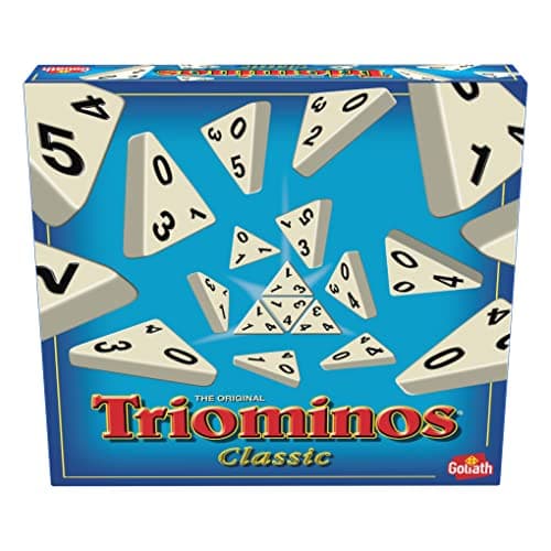 Image of Triominos Classic: The Original Triangular Domino Game | Three-Sided Domino Fun for all the Family | For 2-4 Players | Ages 6+, Blue