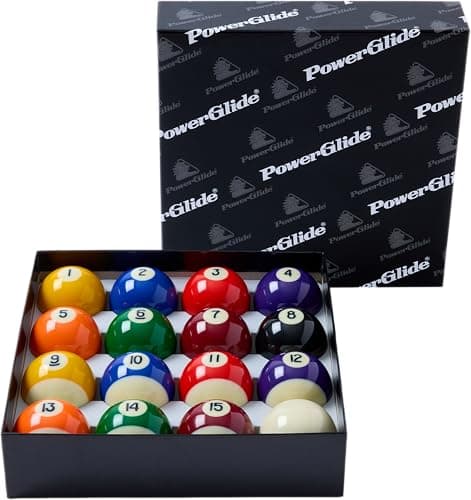 Image of POWERGLIDE 16 Ball Pool Billiards Set | Spots and Stripes | Tournament | 1 7/8" / 47.6mm Diameter | Boxed