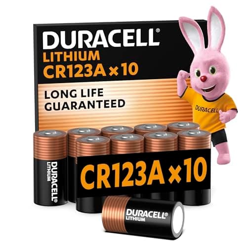 Image of DURACELL CR123 (10 Pack) High Power Lithium Battery 3V (CR123A / CR17345) – Long life guarantee – For Cameras, Flashlights, Smoke Detectors, Small Devices – 10–Year Storage Guarantee - Leak Prevention