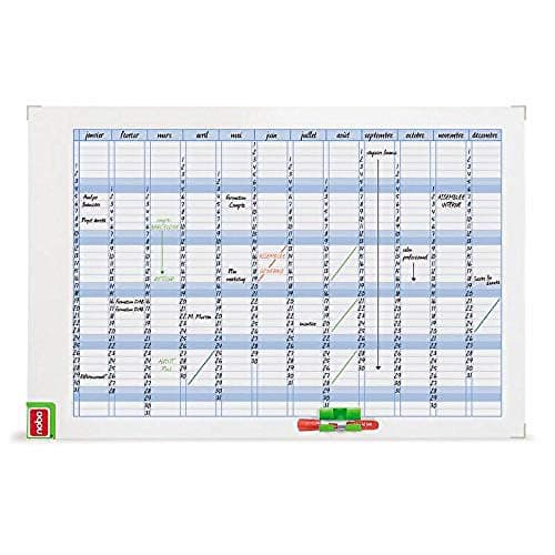 Image of Nobo Performance Planning Board Annual Grid Magnetic Drywipe W900xH600mm