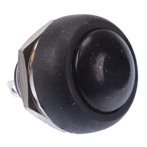 Image of Black Off (On) Momentary Push Button Round Horn Switch SPST 12mm Cut Out 1A