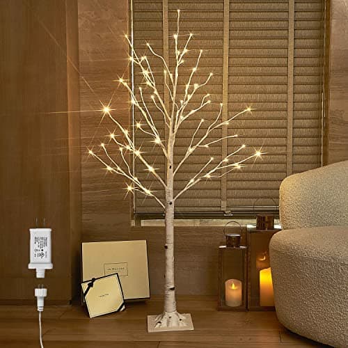 Image of Hairui White Birch Twig Tree with Lights 4FT 72 LED for Home Christmas Holiday Party Decorations Plug in