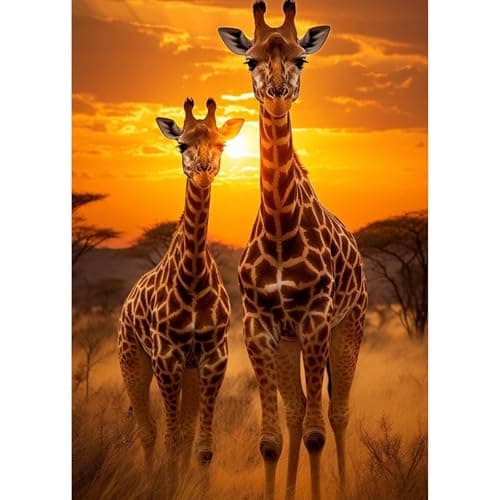 Image of TOSTOG Diamond Painting Kits for Adults,Giraffes 5D DIY Diamond Art Kit, Tiger Full Drill Diamond Crystal Rhinestone Arts and Crafts Picture for Home Wall Decor 30x40cm (Animal)