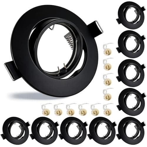 Image of Lumlog 10x GU10 Downlights for Ceiling Round Matt White Finish Metal Frame for Recessed Ceiling Lights 30° Tilt Swivel Spotlight Fittings 240V, Outer Diameter: 90mm, Cutout 68-85mm, No Bulbs