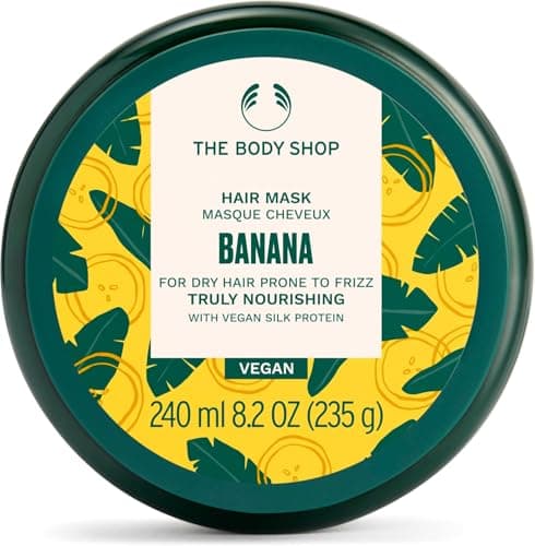Image of The Body Shop Banana Truly Nourishing Hair Mask (1x 240ml), Hair Mask for Dry Hair Prone to Frizz, 96% Natural Ingredients, Made with Banana Puree & Shea Butter, Vegan