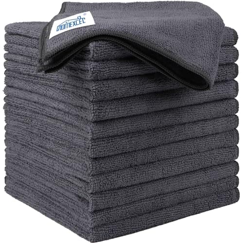 Image of HOMEXCEL Microfibre Cloth 12 Pack,30 x 30 cm Cleaning Cloths，Ultra Absorbent Car Washing Cloth Lint Free Streak Free Cleaning Towels Rags for Car Kitchen Window,Grey