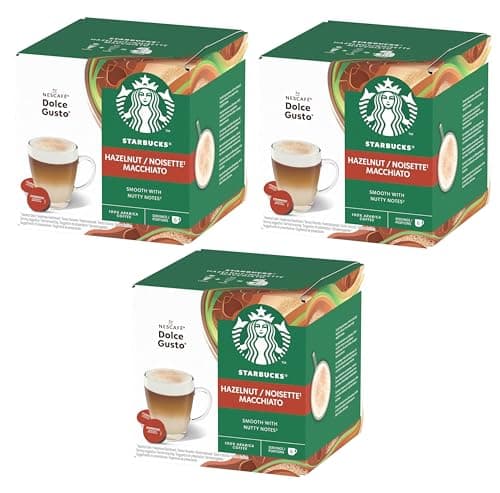 Image of STARBUCKS Hazelnut Macchiato by NESCAFÉ Dolce Gusto Coffee Pods x12 (Pack of 3, Total 36 Capsules) – Dark Roast