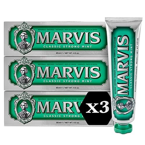 Image of Marvis Classic Strong Mint Toothpaste, 3 × 85 ml, Toothpaste with Taste Experience Guarantee for Invigorating and Long-Lasting Freshness