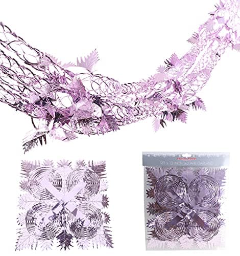 Image of Christmas Concepts® 9ft x 1ft Large Square Foil Garland Festive Hanging Decoration – Christmas Trimming (Baby Pink)