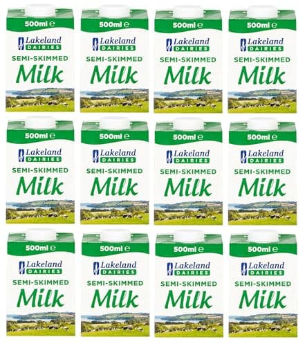 Image of Lakeland Long-life Semi Skimmed UHT Milk, Calcium, High in Protein, 500ML (Pack of 12, Total 6000ml)