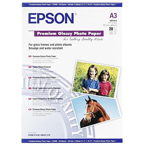 Image of Epson 2357125 Premium Glossy Photo Paper, A3, 297 x 420mm, 255 g/m2, 20 Sheets, White