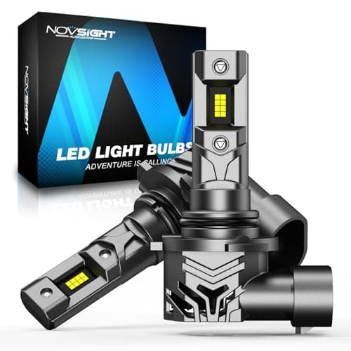 Image of NOVSIGHT HB3 LED Headlight Bulb - 120W HB3 9005 Ultra Bright Headlight Bulb 32000LM 6500K Cool White Halogen Replacement, 1:1 Size Plug and Play, Easy Installation, IP68 Waterproof, Pack of 2