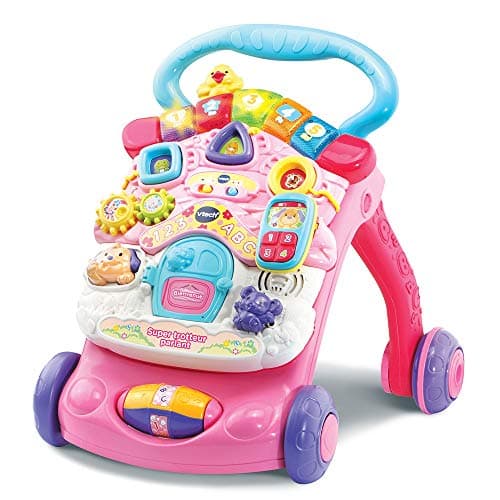 Image of VTech - Super Pink Talking Walker, Foldable Baby Walker, Detachable Learning Board, Activity and Development Toy, Learning to Walk, Gift for Babies from 9 Months
