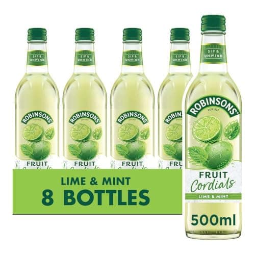 Image of Robinsons Fruit Cordials Crushed Lime and Mint, 500 ml (Pack of 8)