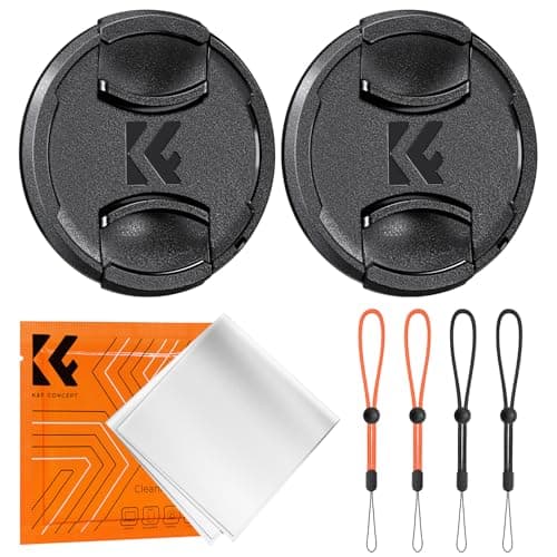Image of K&F Concept 67mm Front Lens Cap Cover 2 Pack, 5-in-1 Snap-on Lens Cover with 2 Anti-Loss Keeper and 1 Microfiber Cleaning Cloth, Compatible with Canon Nikon Sony Camera Lenses with 67mm Filter Thread