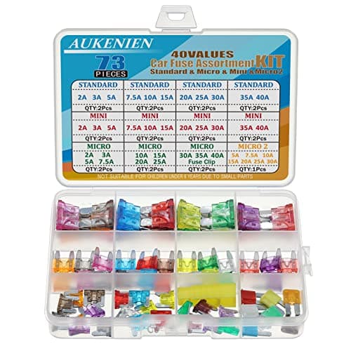 Image of AUKENIEN Car Auto Automotive Fuses Assortment Kit 40 Values Standard Mini Micro Micro2 2A 3A 5A 7.5A 10A 15A 20A 25A 30A 35A 40A Blade Fuse for Vehicle RV SUV Motorcycle Truck Motor Boat