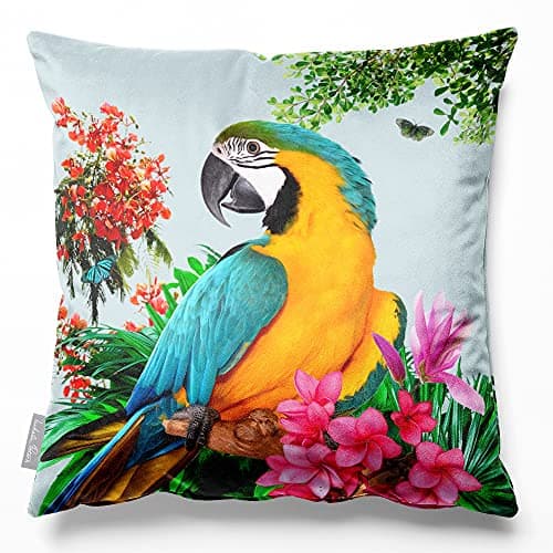 Image of Izabela Peters Cushions With Covers Included, Filled Cushion, Eco-Friendly Velvet Cushions, 45 cm, Princely Parrot - Duck Egg Blue, Chair Cushions, Sofa Cushions, Seat Cushions