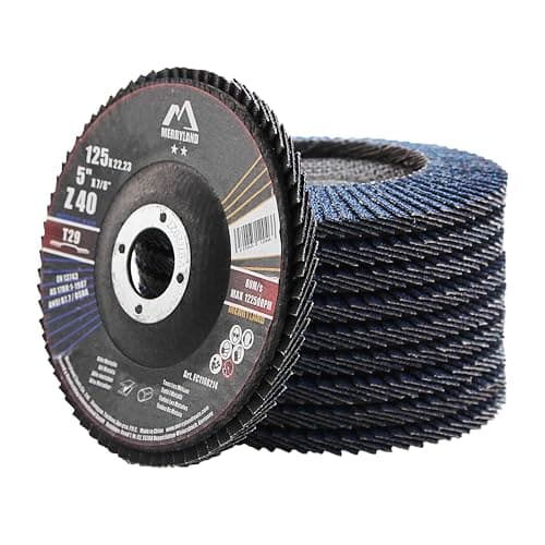 Image of Merryland Flap Disc 125 Metal for Angle Grinder, 125mm 40 Grit T29 Flap Wheel 10 Pieces, Blue Zirconium Corundum INOX Stainless Steel Iron Universal 5 inch, Craft-Line FC1108214-10
