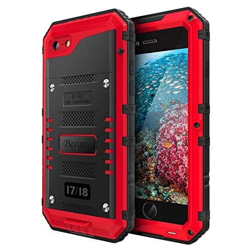 Image of Beeasy Case for iPhone 8/7/SE 2022/SE 2020 Shockproof Waterproof Built-in Screen Protector,Cover Strong Tough Heavy Duty Armour Military Protective, Full Body Drop Proof Bumper for Outdoor Sport,Red